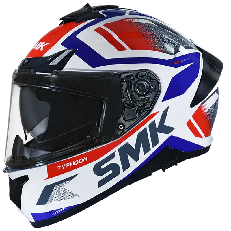 SMK Typhoon Thorn Ma136 Matt White Red Full Face Helmet