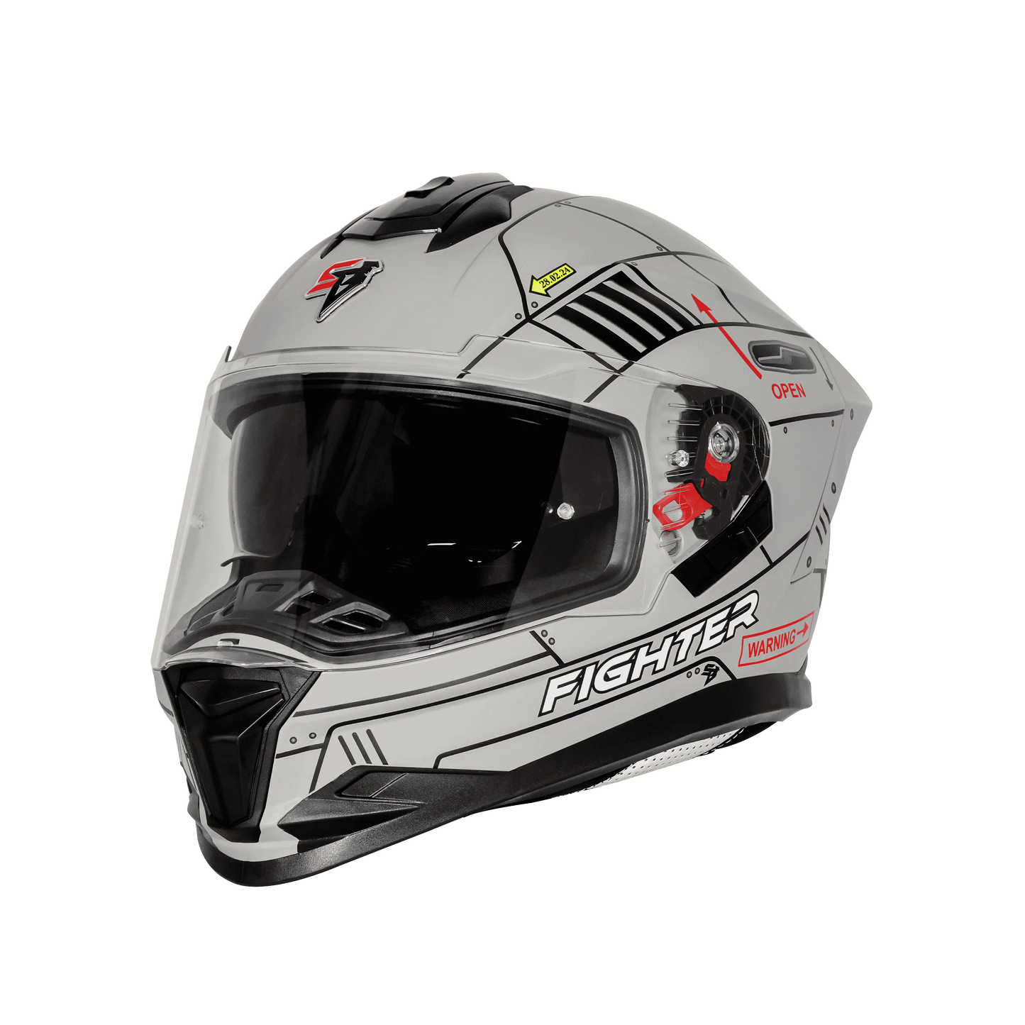 Steelbird Sbh 57 Fighter F6 Black Grey Full Face Helmet