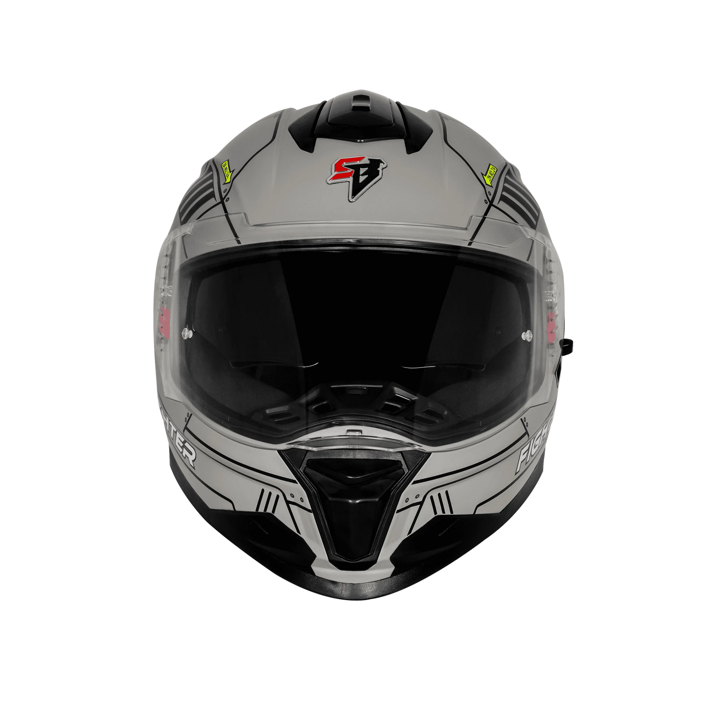 Steelbird Sbh 57 Fighter F6 Black Grey Full Face Helmet