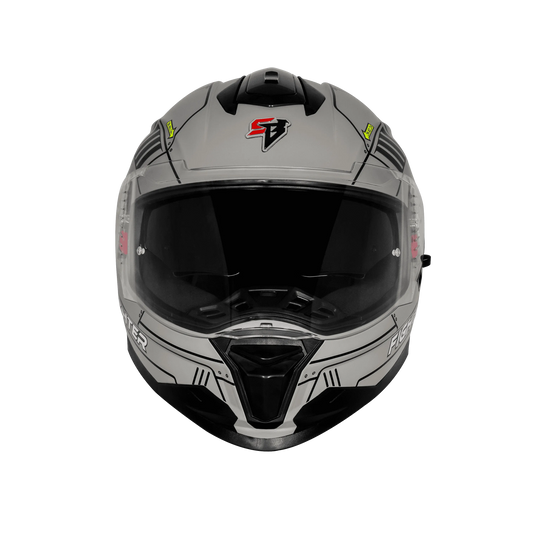 Steelbird Sbh 57 Fighter F6 Black Grey Full Face Helmet