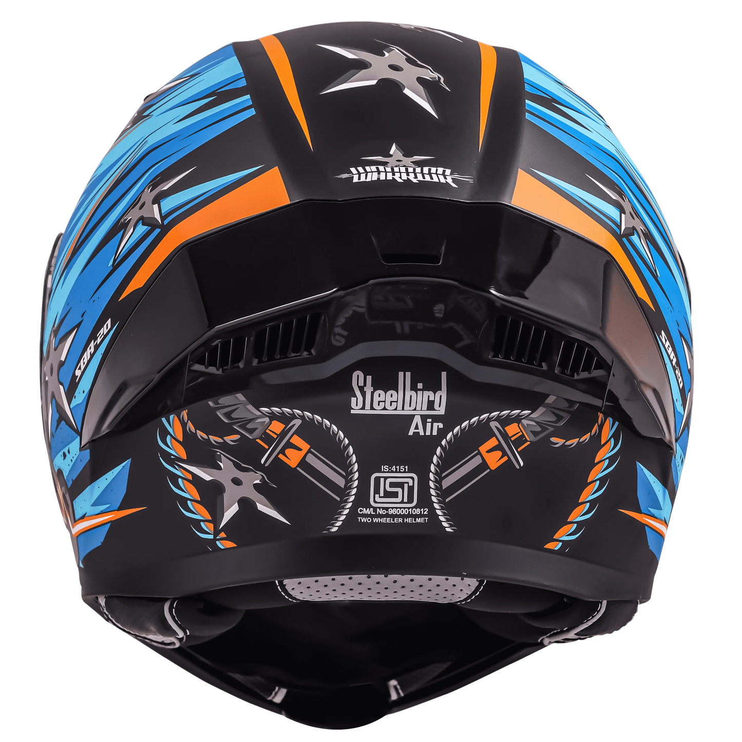 STEELBIRD Sba20 Dark Warrior Black Jazz Blue Full Face Helmet