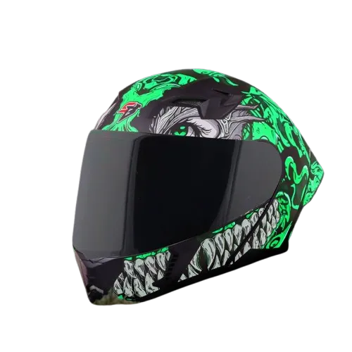 STEELBIRD Sba20 Draco Matt Black Green Flip Up Helmet