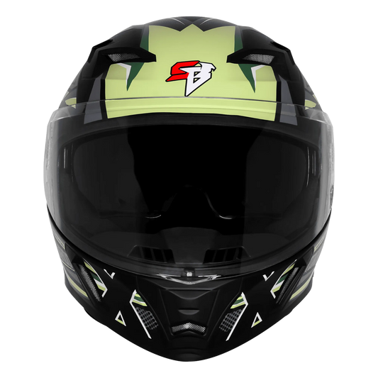 Steelbird Sba 11 Tornado T1 Matt Black Battle Green Full Face Helmet