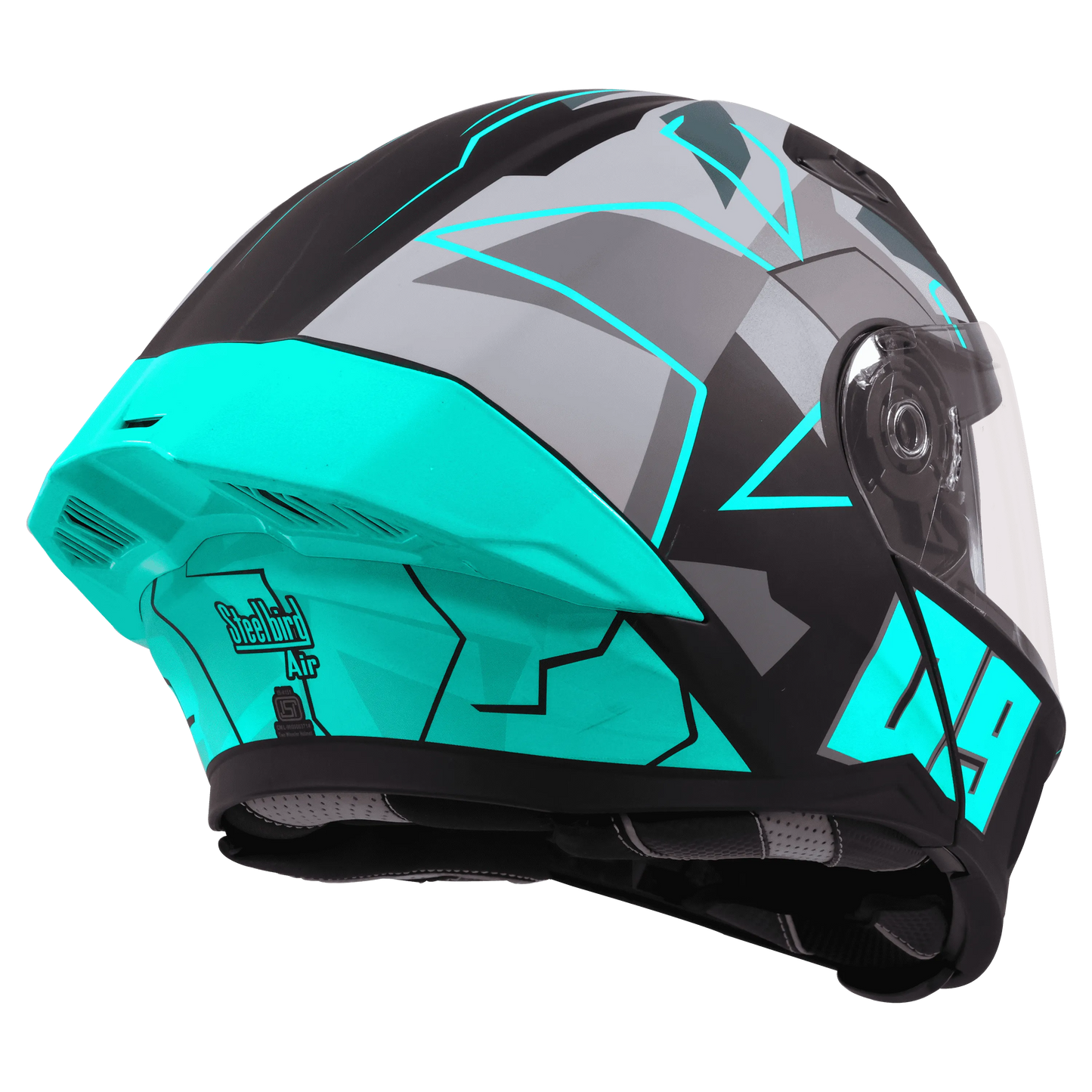 STEELBIRD Sba 20 09 Glossy Black Jazz Blue Full Face Helmet