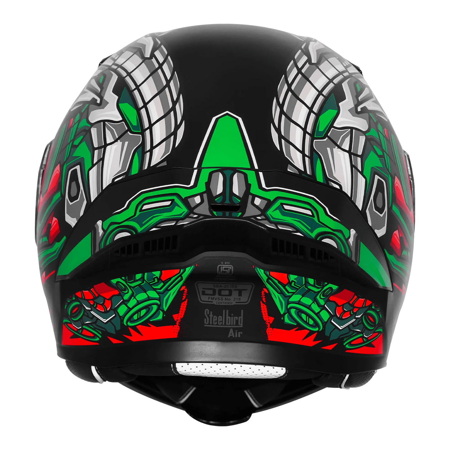 Steelbird Sba 20 Robo Black Green Full Face Helmet