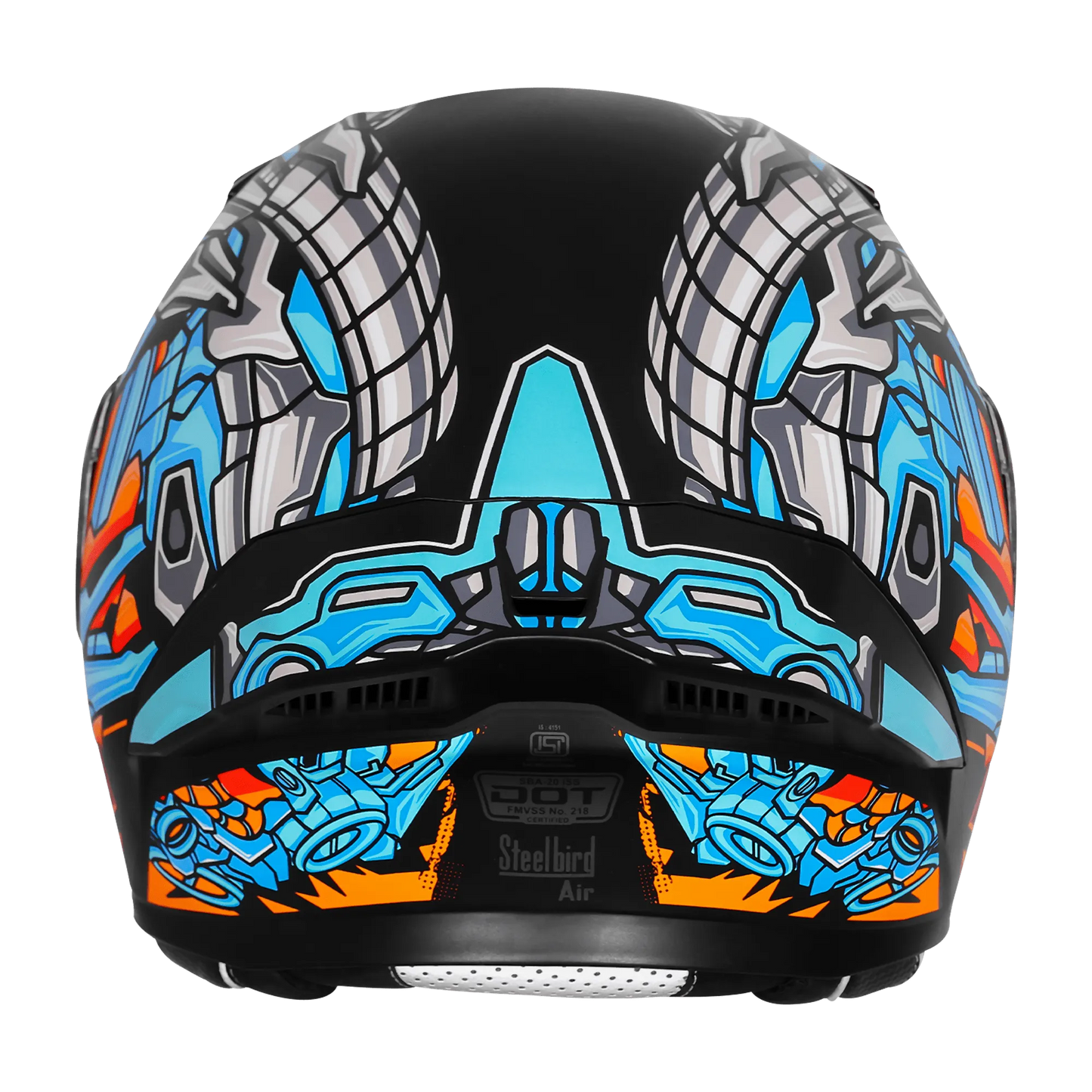 Steelbird Sba 20 Robo Black Jazz Blue Full Face Helmet