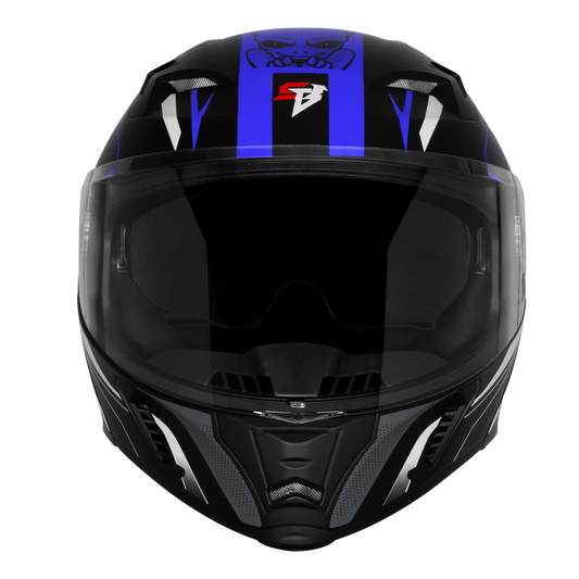 Steelbird Sba 20 Strance Black Blue Flip Up Helmet