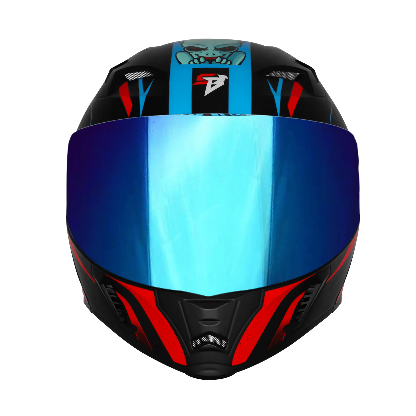 Steelbird Sba 20 Strance Black Cyan Green flip up helmet