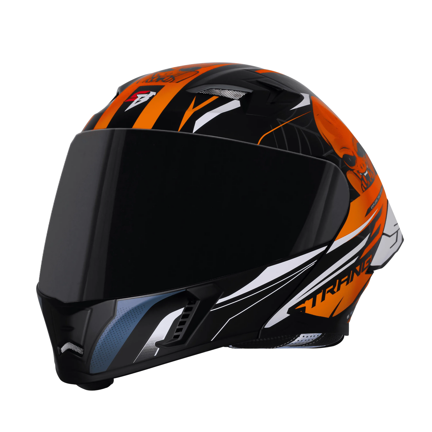 Steelbird Sba 20 Strance Black Orange Flip Up Helmet