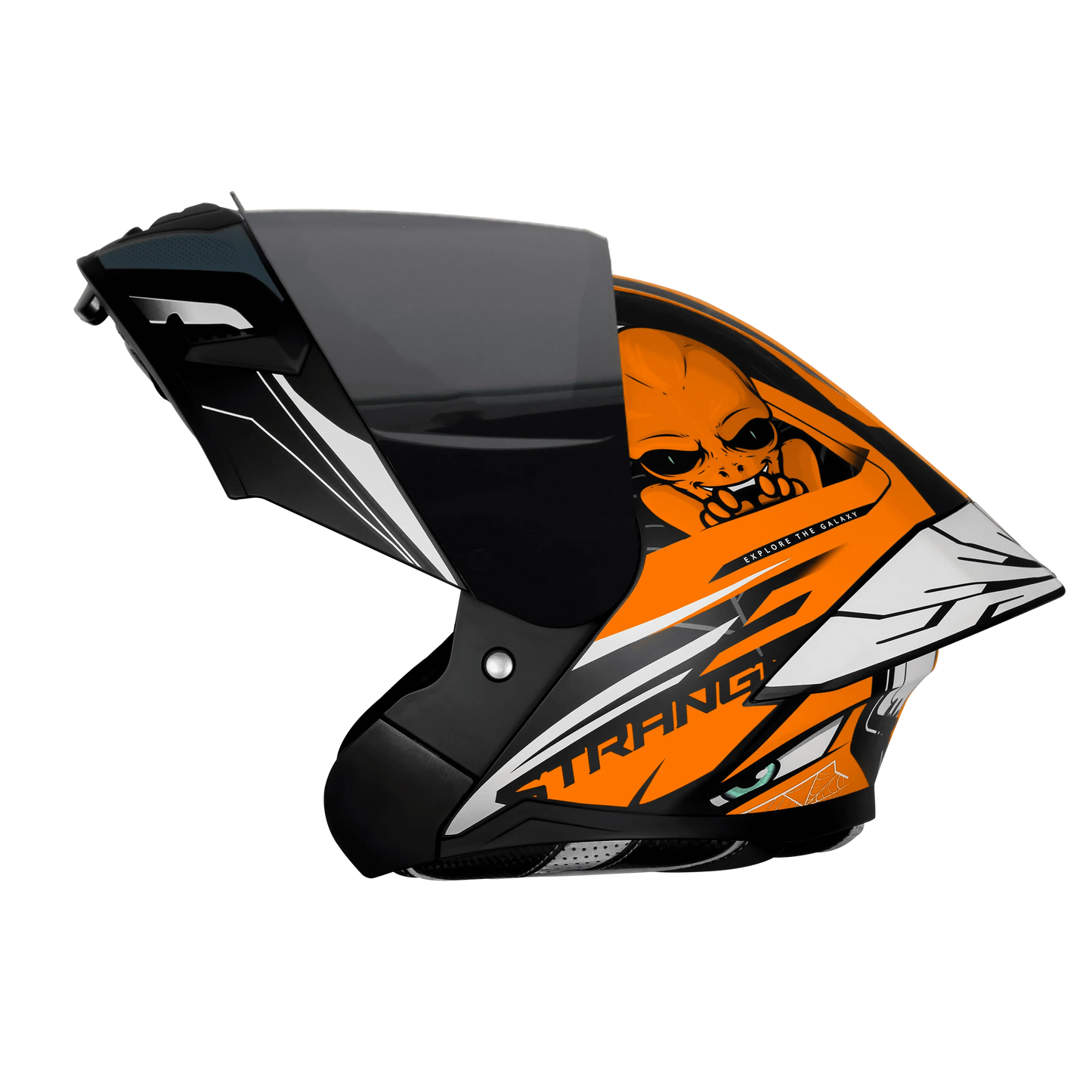 Steelbird Sba 20 Strance Black Orange Flip Up Helmet