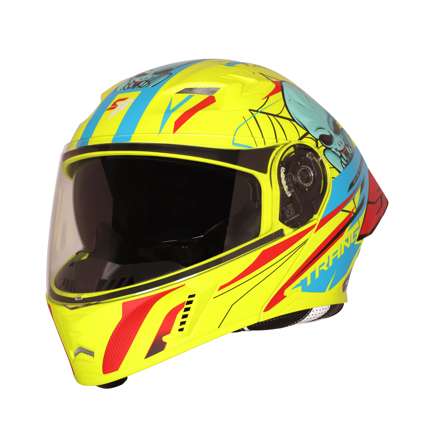 Steelbird Sba 20 Strance Fluo Neon With Cyan Green flip up helmet