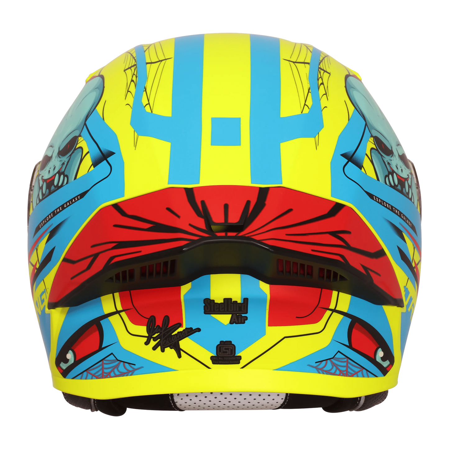 Steelbird Sba 20 Strance Fluo Neon With Cyan Green flip up helmet