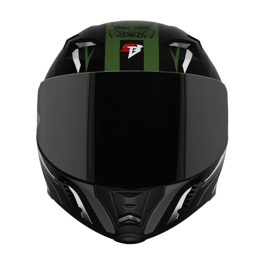 Steelbird Sba 20 Strance Matt Black Battle Green Flip Up Helmet