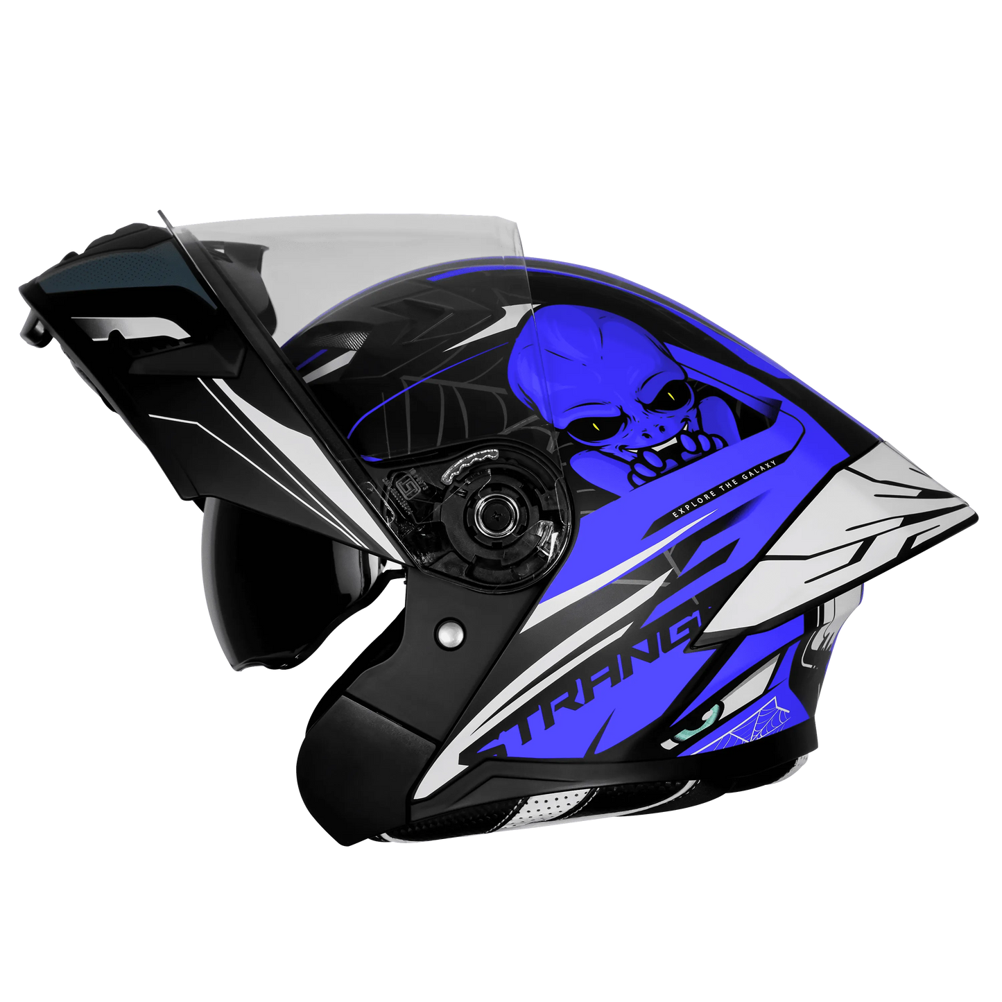 Steelbird Sba 20 Strange Black Blue Flip Up Helmet