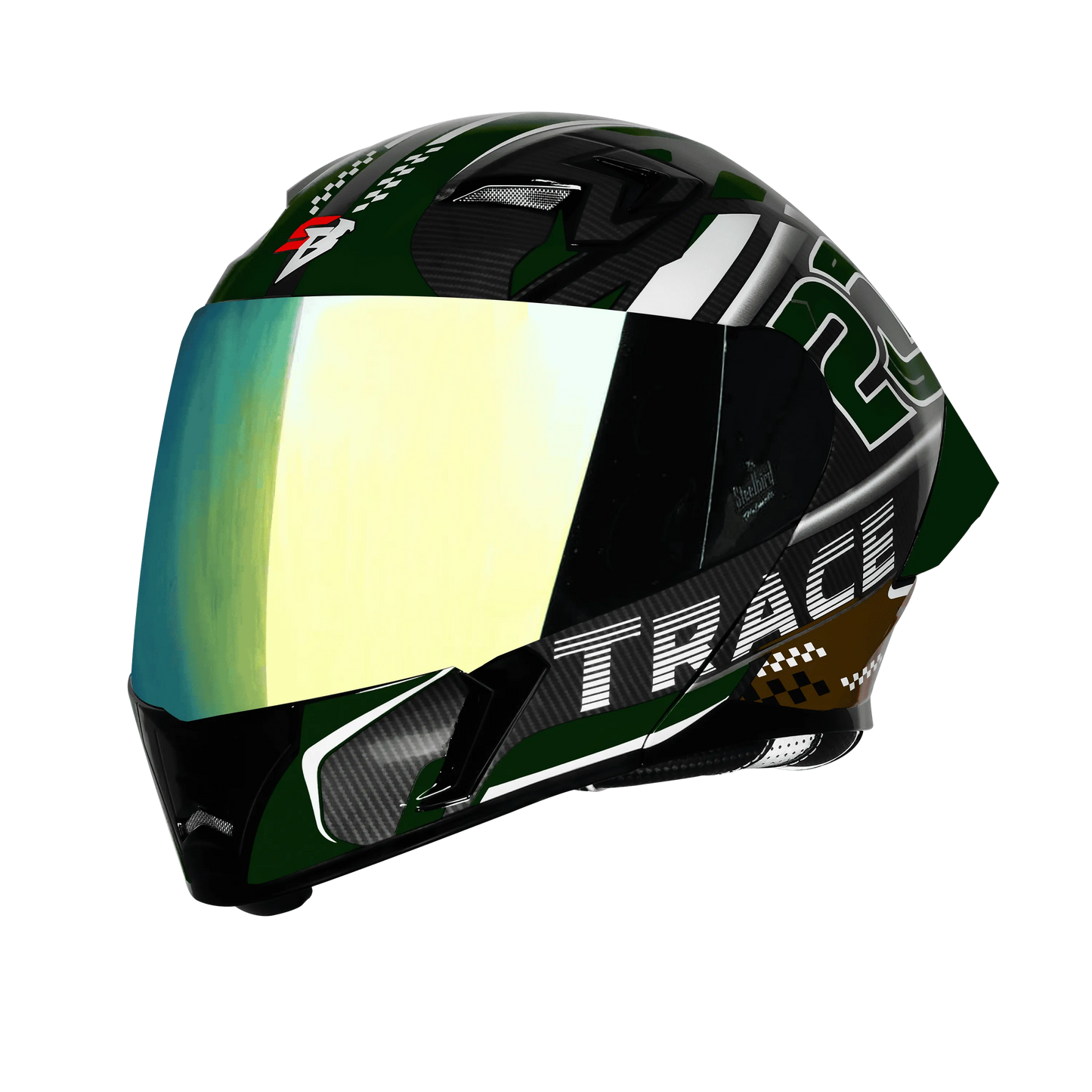 Steelbird Sba 20 Trace Black Batte Green Flip Up Helmet