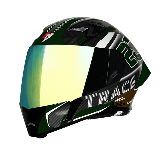 Steelbird Sba 20 Trace Black Batte Green Flip Up Helmet
