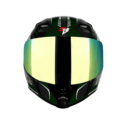 Steelbird Sba 20 Trace Black Batte Green Flip Up Helmet