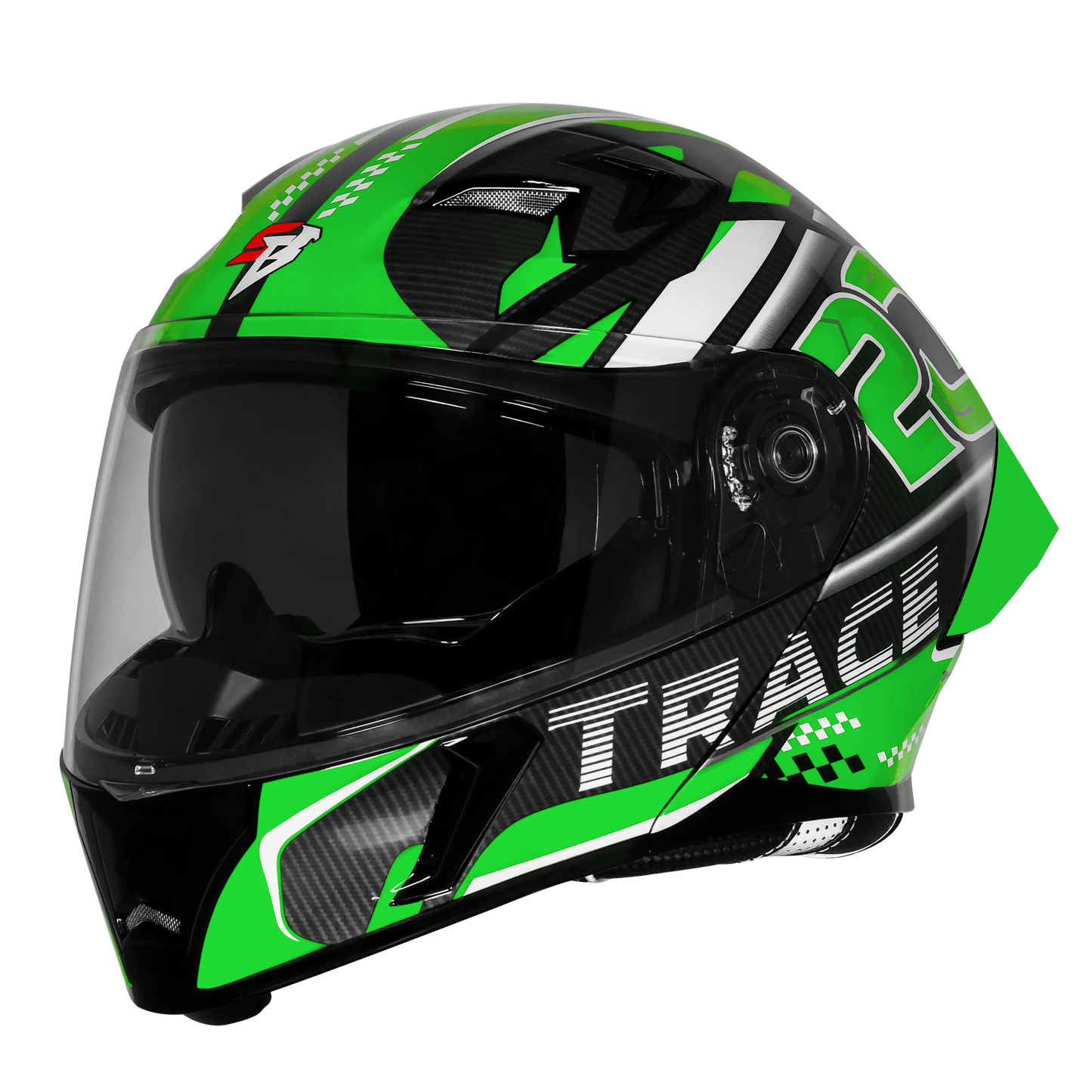 Steelbird Sba 20 Trace Black Green Flip Up Helmet