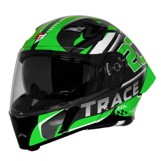 Steelbird Sba 20 Trace Black Green Flip Up Helmet