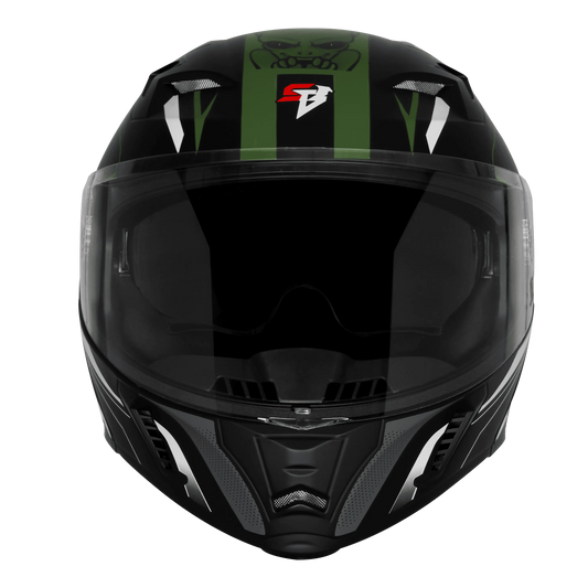 Steelbird Sba Strange Black Green Flip Up Helmet