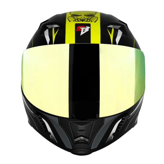 Steelbird Sba Strange Black Neon Flip Up Helmet