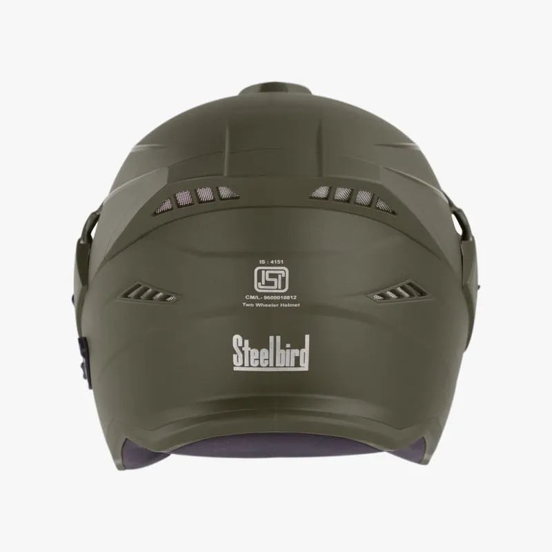 Steelbird Sbh-23 Ava Matt Battle Green +P-CAP 580MM Half face Helmet
