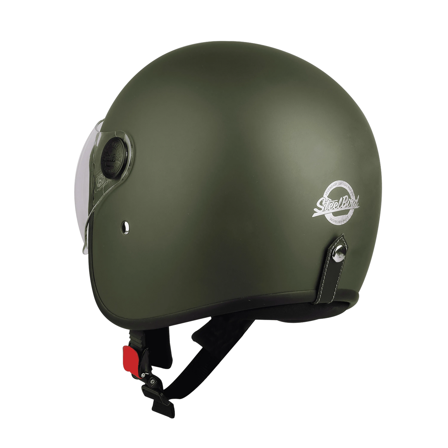 Steelbird Sbh-54 Vintage Matt B.Green Half face Helmet