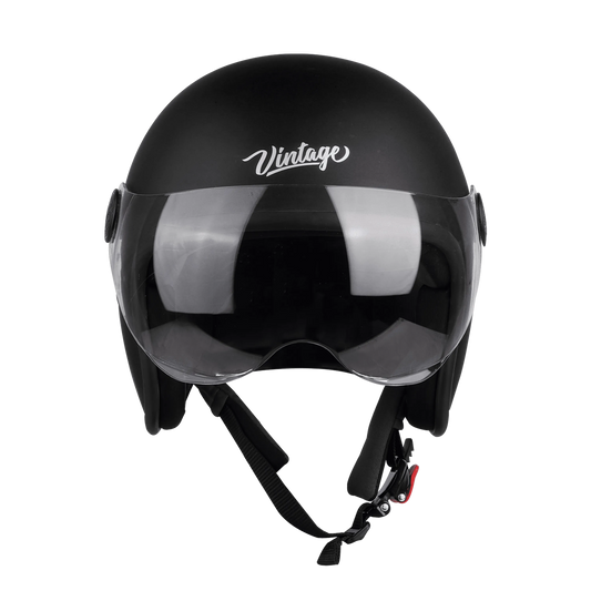 Steelbird Sbh-54 Vintage Matt Black Half face Helemt
