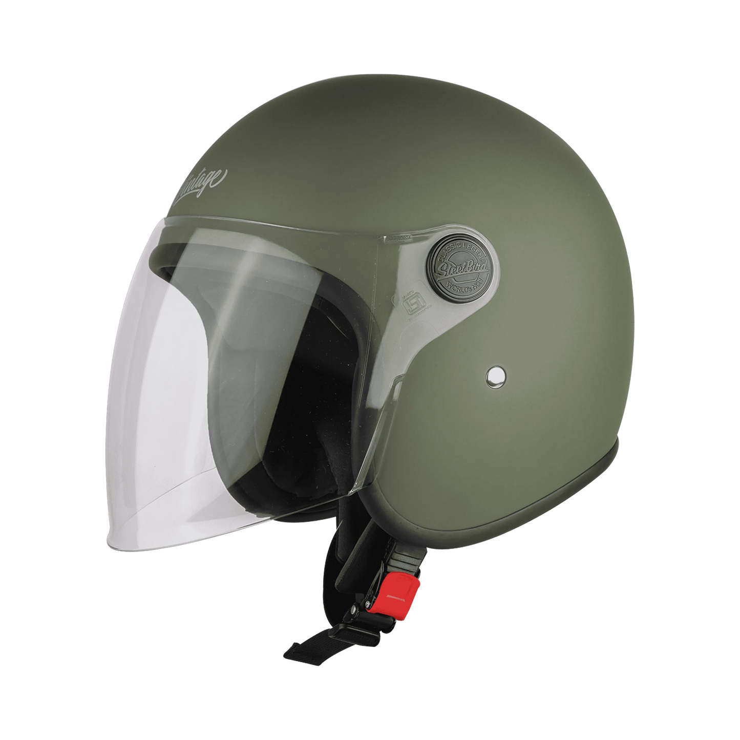 Steelbird Sbh-56 Vintage Matt Battle Green Half Face Helmet