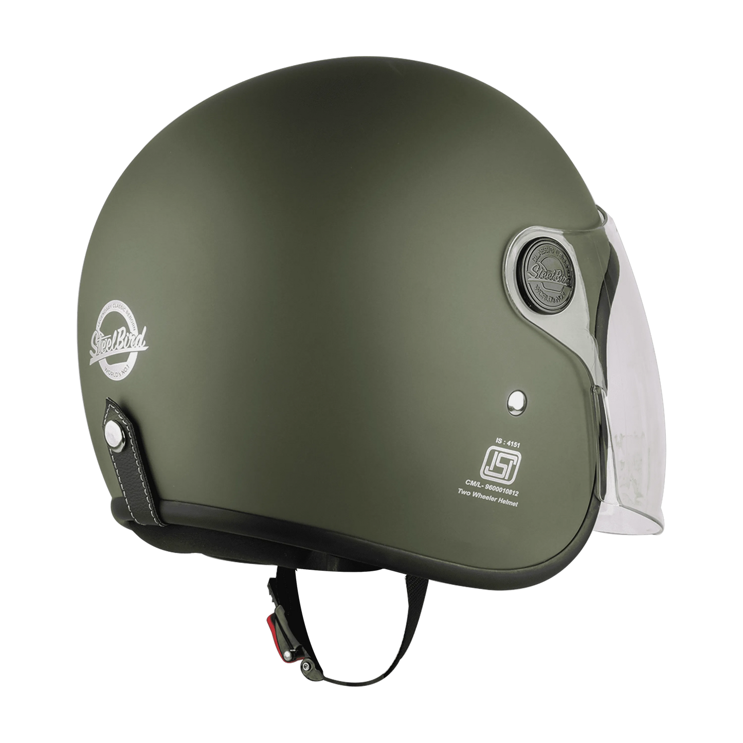 Steelbird Sbh-56 Vintage Matt Battle Green Half Face Helmet