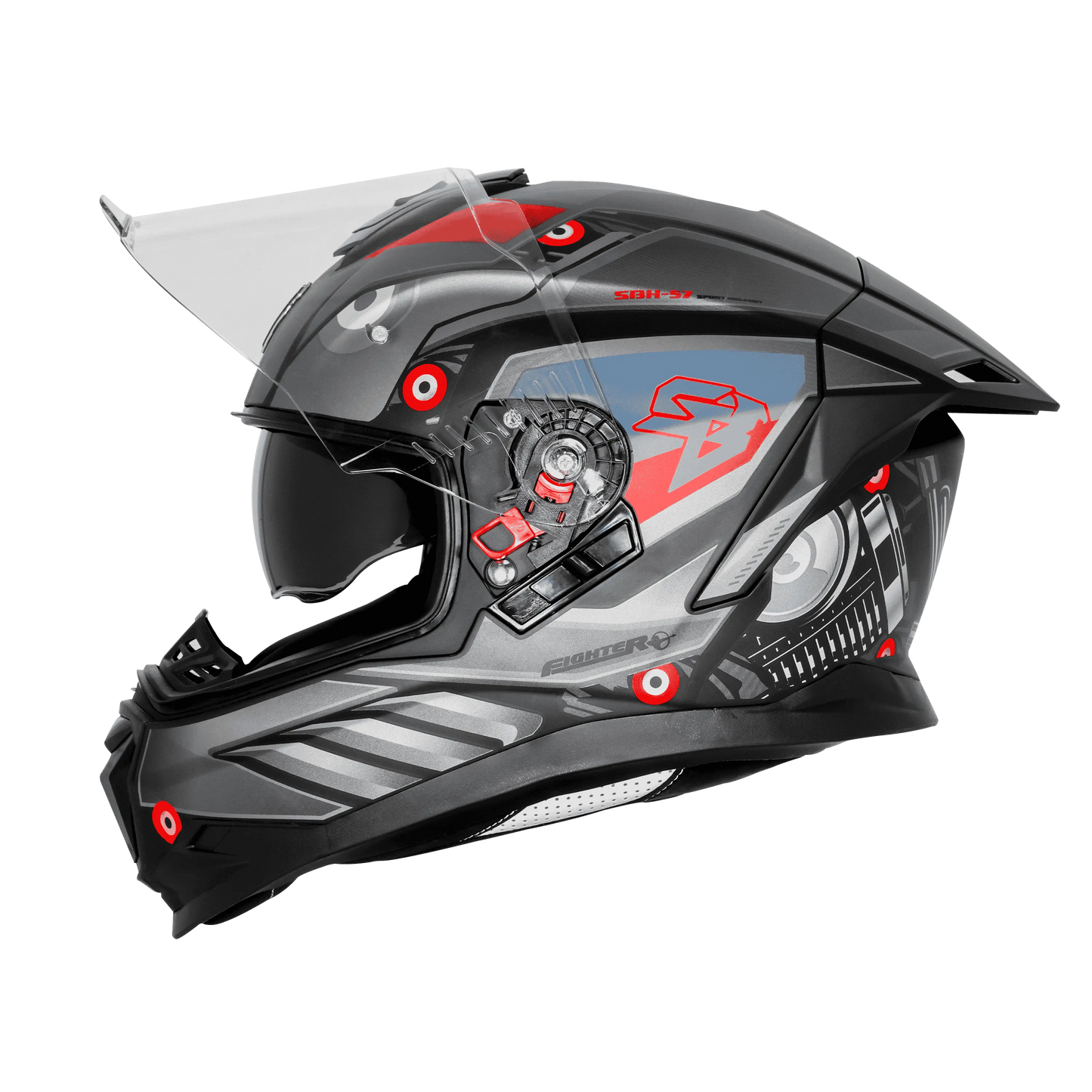 Steelbird Sbh-57 Fighter F8 Black Gray Full face Helmet
