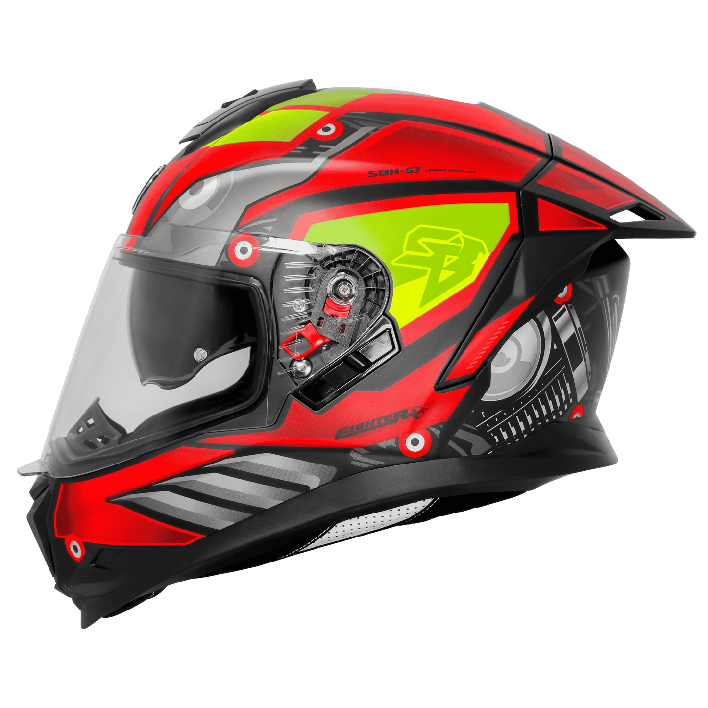 Steelbird Sbh-57 Fighter F8 Black Red Full face Helmet