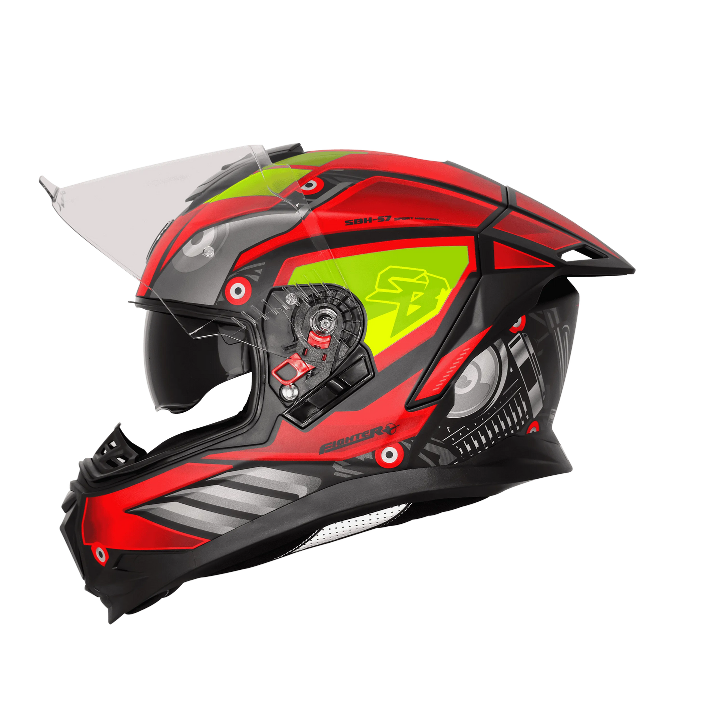Steelbird Sbh-57 Fighter F8 Black Red Full face Helmet