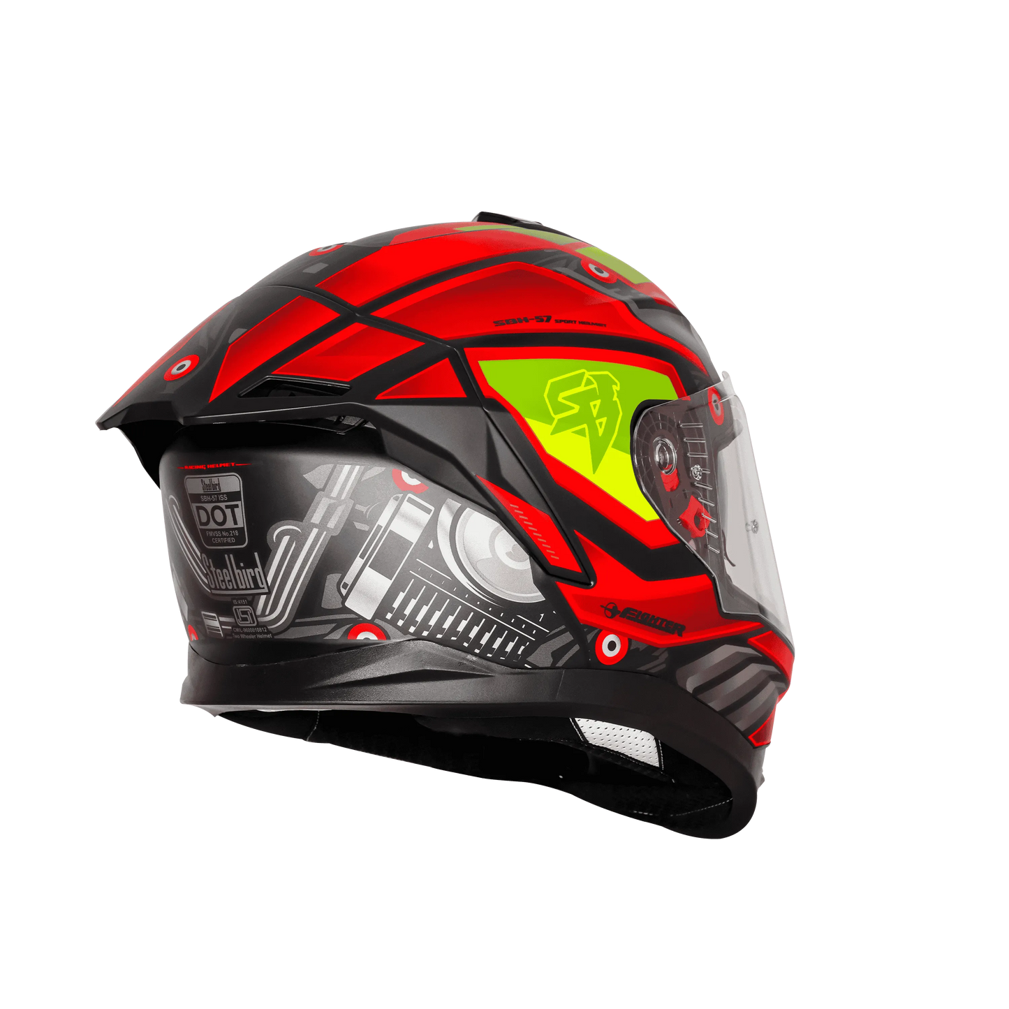 Steelbird Sbh-57 Fighter F8 Black Red Full face Helmet
