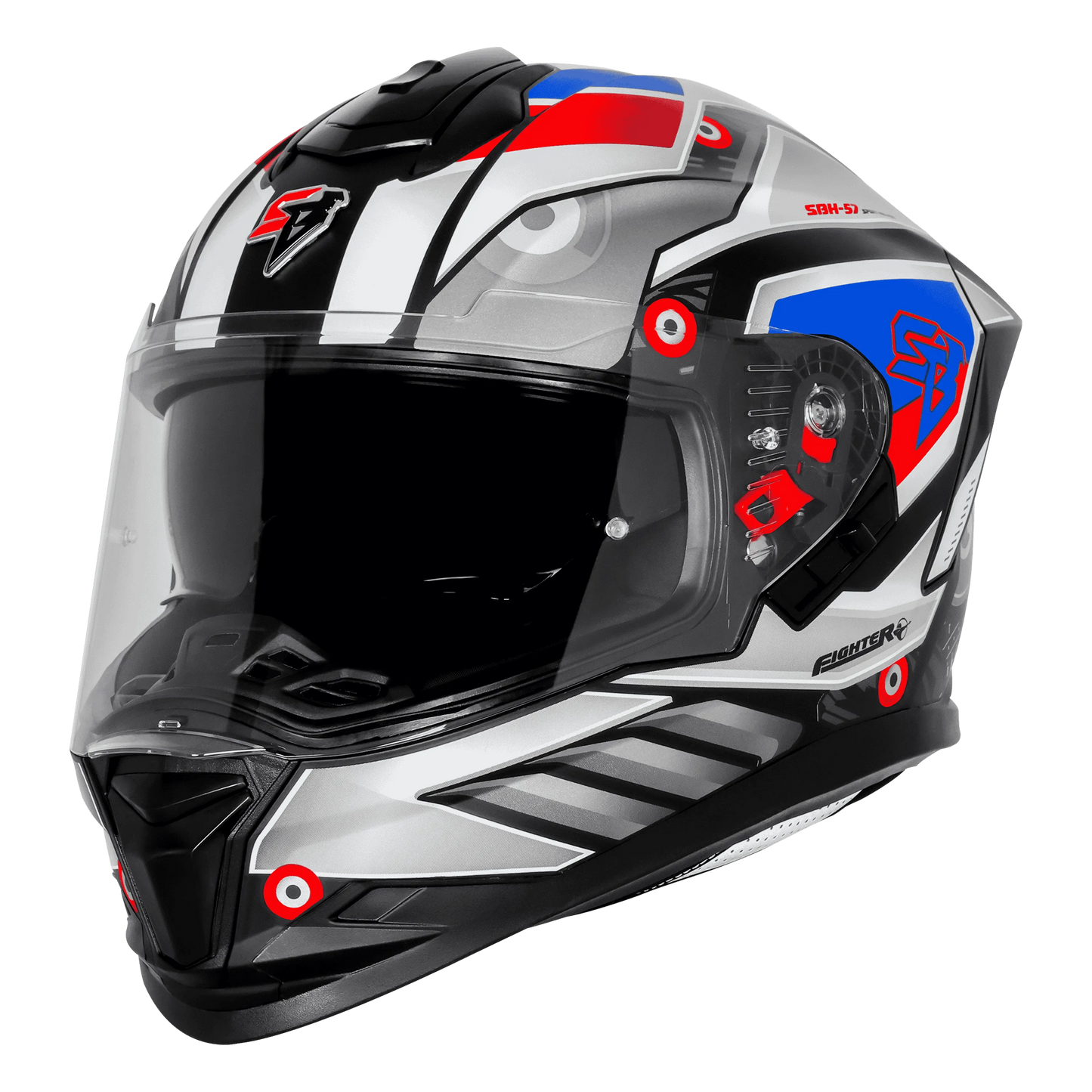 Steelbird Sbh-57 Fighter F8 Black White Full Face Helmet