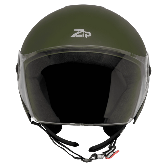 Steelbird Sbh-64 Zip Black Battle Green Half Face Helmet