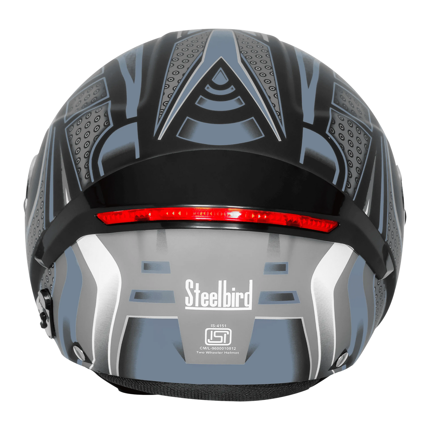 Steelbird Sbh-64 Zip Rebel Riders Black Grey Half Face Helmet