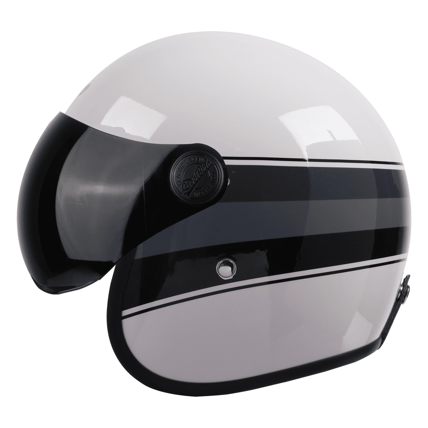 Steelbird Sbh54 Vintage S1 White Black Half Face Helmet
