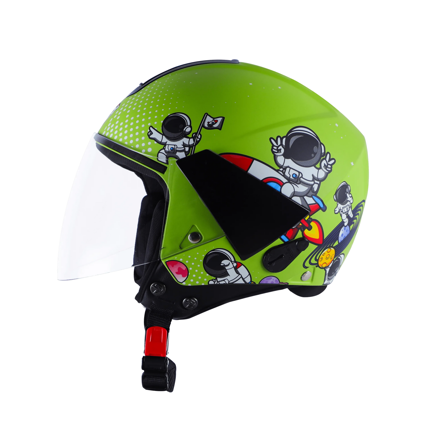 Steelbird Sbh5 Astronaut Yellow Green Half Face Helmet