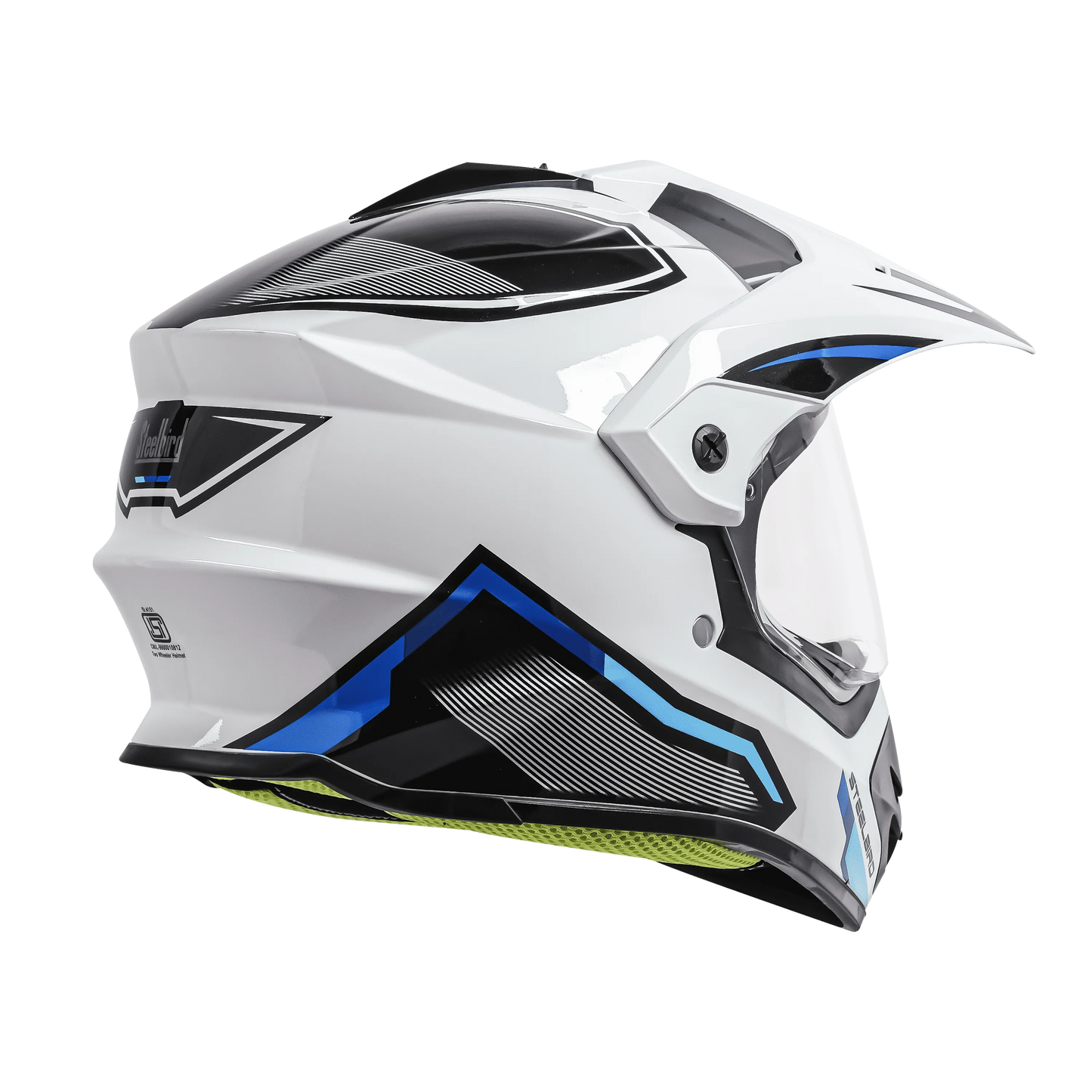 STEELBIRD Sbh 13 Racer White Blue Off Road Helmet