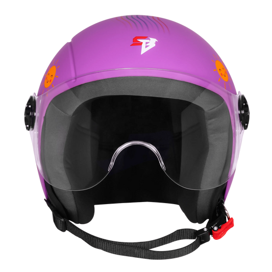 Steelbird Sbh 16 Let's Go Purple Red Half Face Helmet