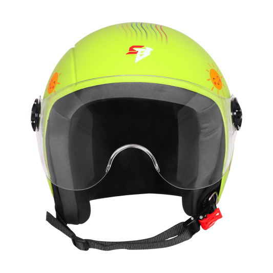 Steelbird Sbh 16 Let's Go Yellow Green Red Half Face Helmet