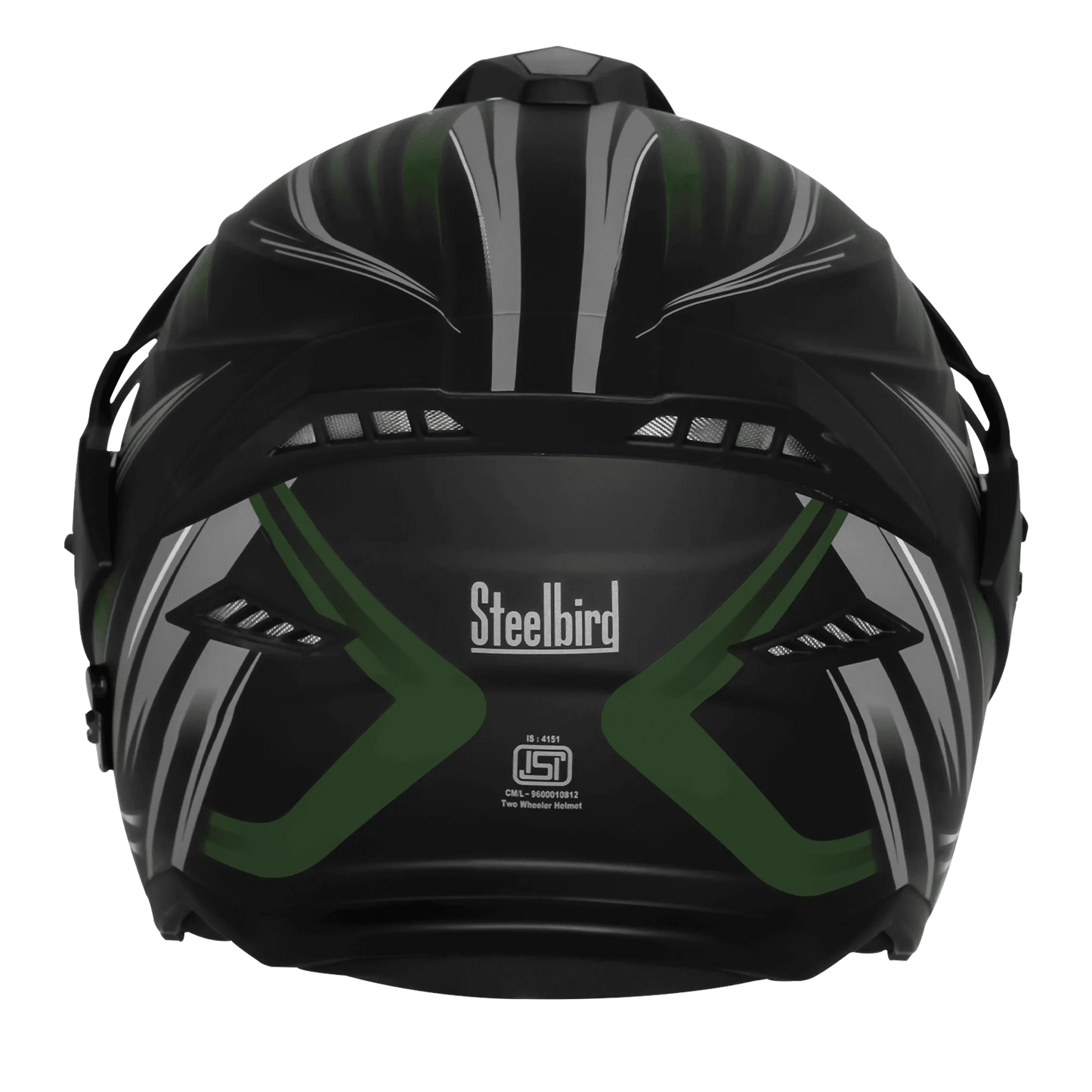 Steelbird Sbh 23 Ava Racer Black Battle Green Half Face Helmet