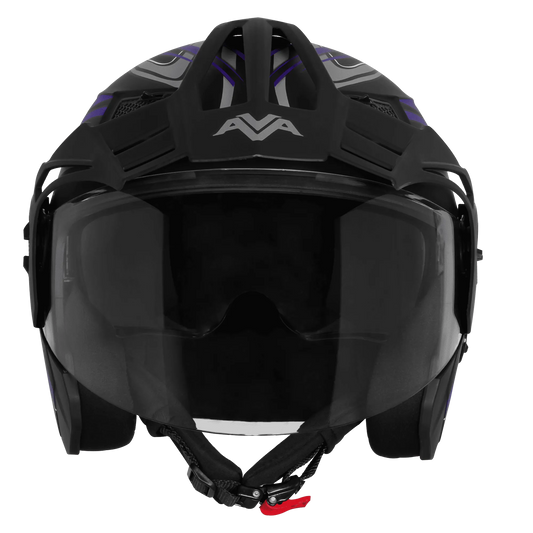 Steelbird Sbh 23 Ava Racer Black Blue Half Face Helmet