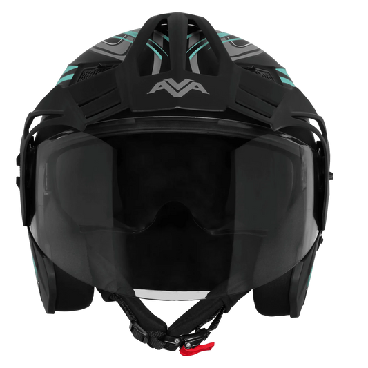 Steelbird Sbh 23 Ava Racer Cyan Green Half Face Helmet