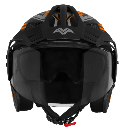 Steelbird Sbh 23 Ava Racer Black Orange Half Face Helmet