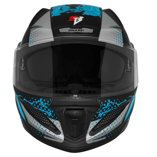 Steelbird Sbh 25 Albus Black Cyan Green Full Face Helmet