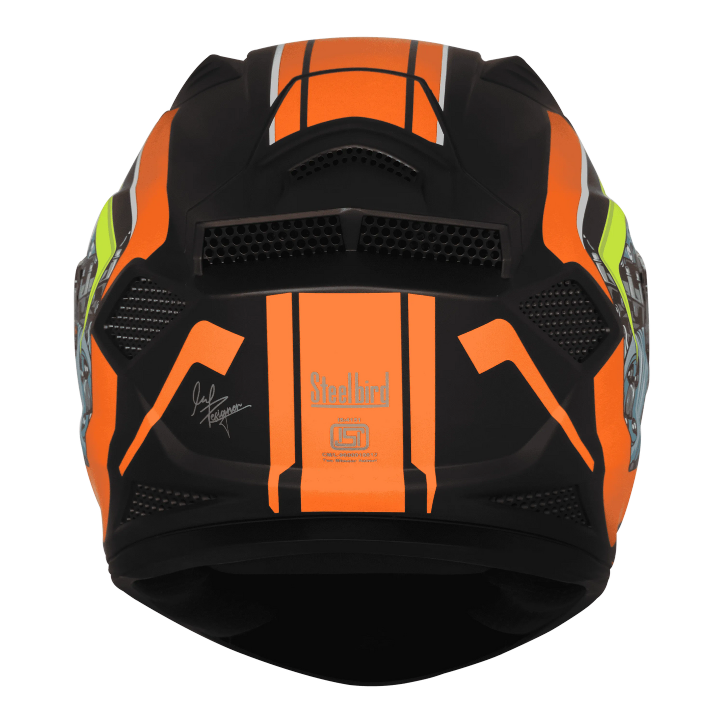 STEELBIRD Sbh 25 Sharp Spiky Black Orange Full Face Helmet