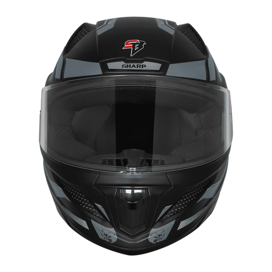 Steelbird Sbh 25 Sharp Spirit Black Gray Full Face Helmet