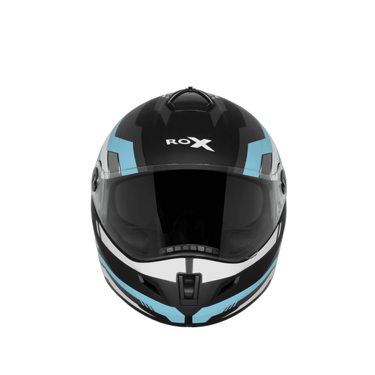 Steelbird Sbh 34 Rf Cyber Black Jazz Blue Full Face Helmet